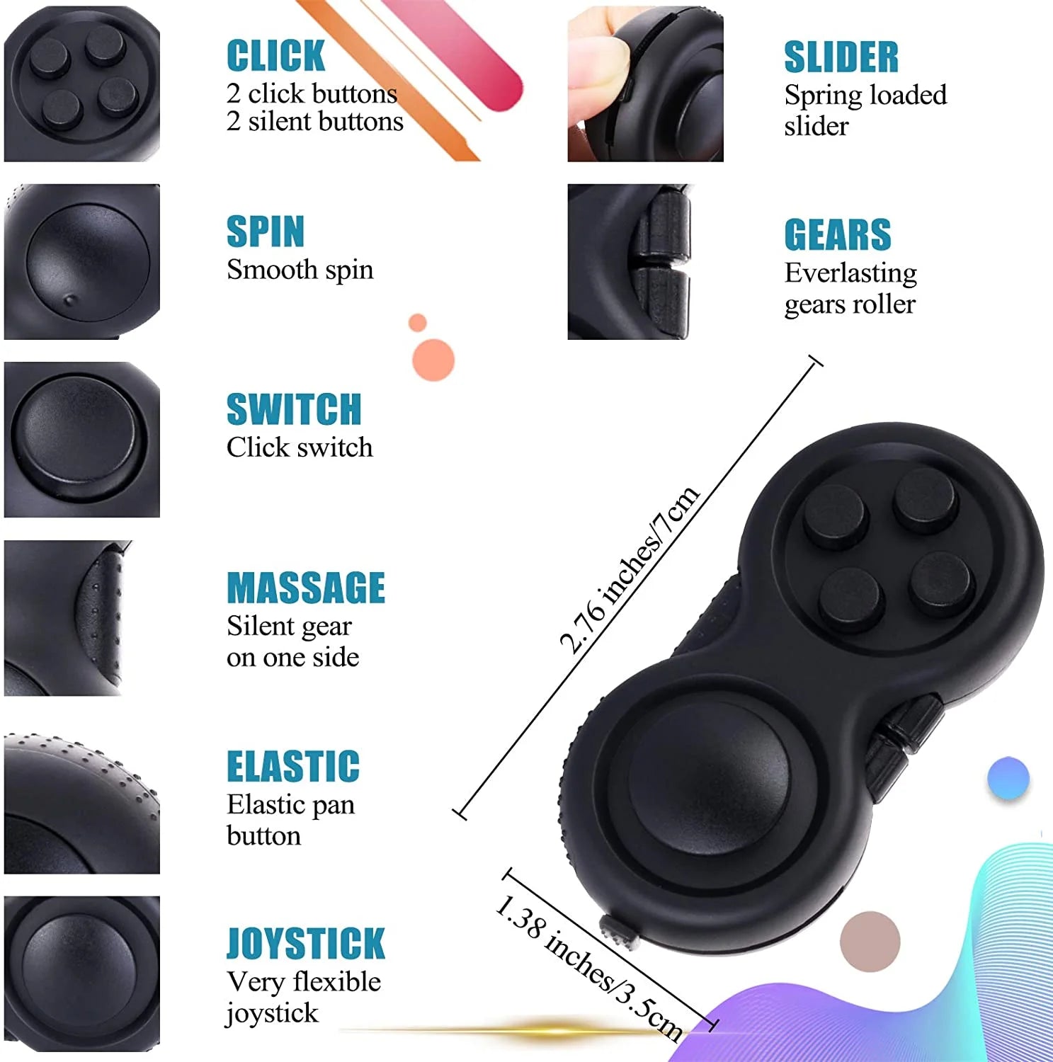 2Pcs Fidget Pad Toy Set for Stress Relief & Focus